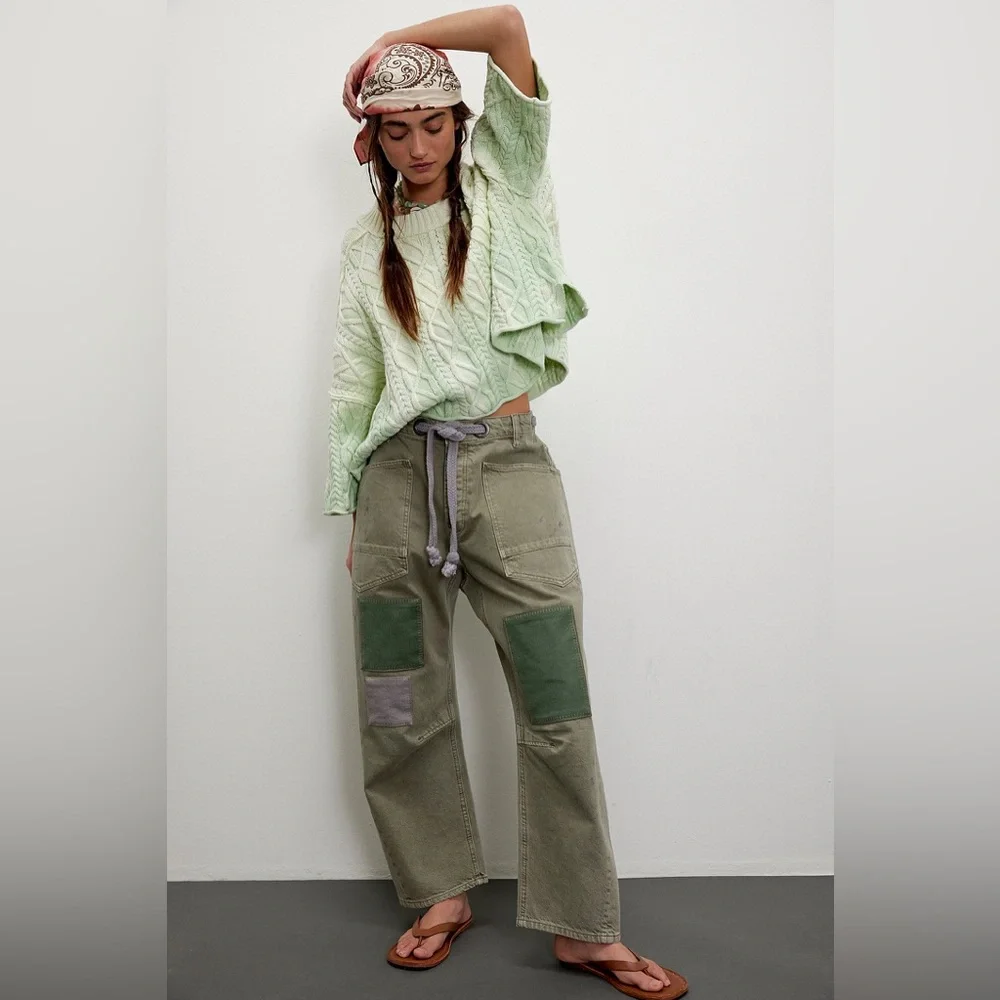 We The Free Moxie Pull-On Barrel Jeans in Army Sz 29 short - Picture 4 of 11